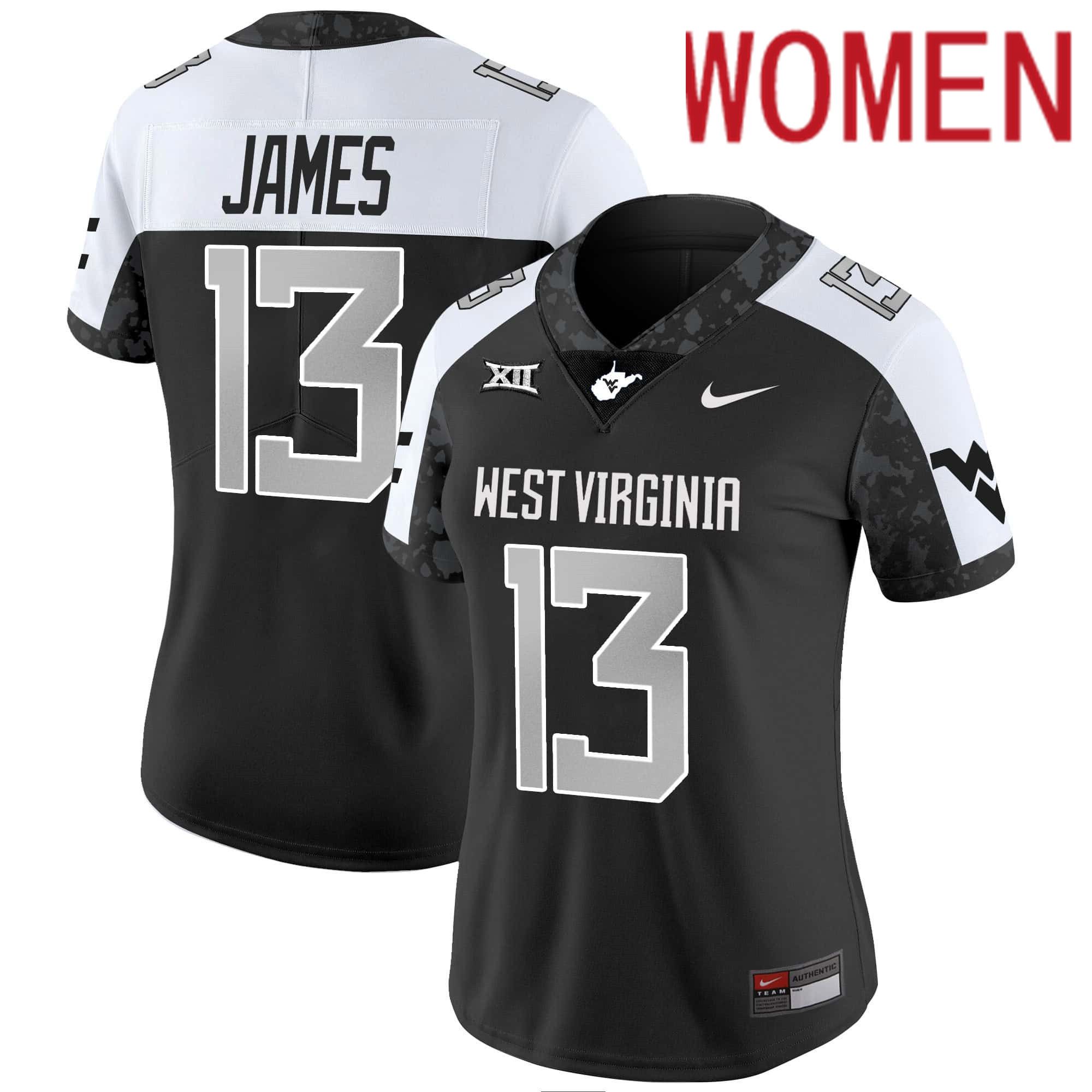 Women West Virginia Mountaineers #13 James Black 2024 Nike Vapor Limited NCAA Jersey style 1